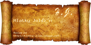 Hlatky Jolán névjegykártya